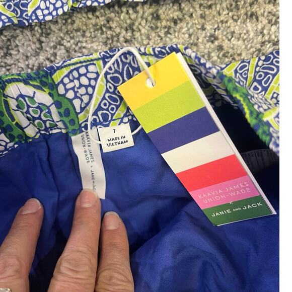 Janie & Jack x Kaavia James Floral Block Print Skirt/Matching Ruffle Tank Sz 7/8 - Picture 3 of 10